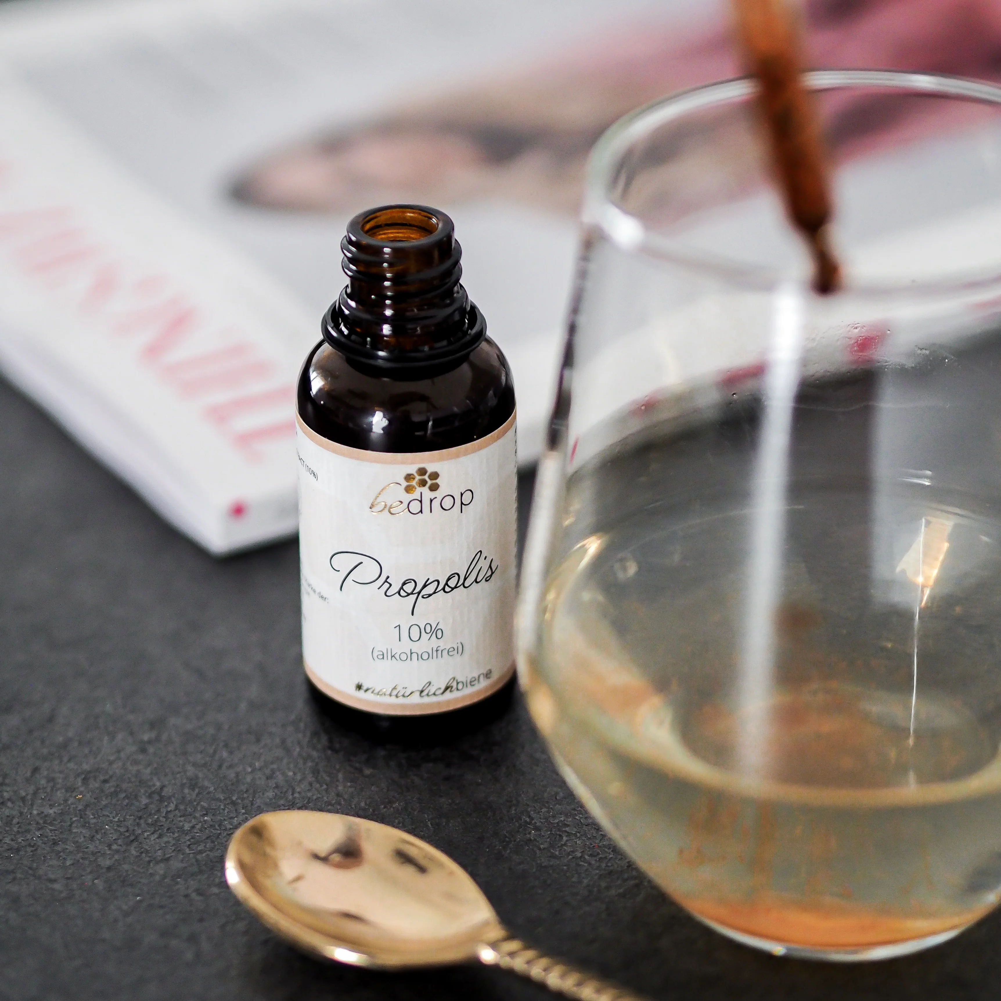 Bee’s Kindheitsset | Blütenpollenpulver, Propolis Tinktur alkoholfrei 10% und Manuka Honig - Image 3